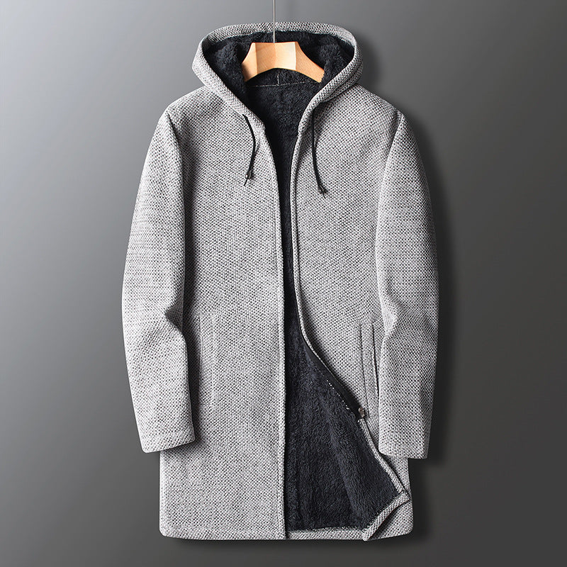 Chic und Stil | Fleece jacket for men, with hood - Long length