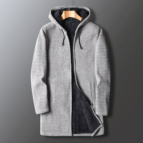 Chic und Stil | Fleece jacket for men, with hood - Long length
