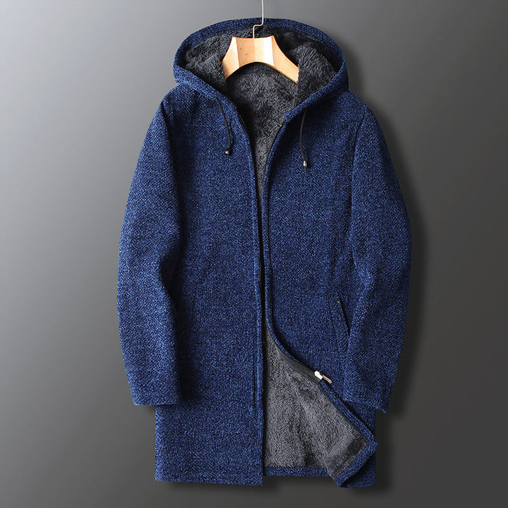 Chic und Stil | Fleece jacket for men, with hood - Long length