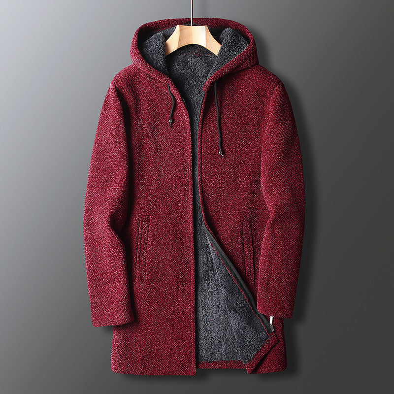 Chic und Stil | Fleece jacket for men, with hood - Long length