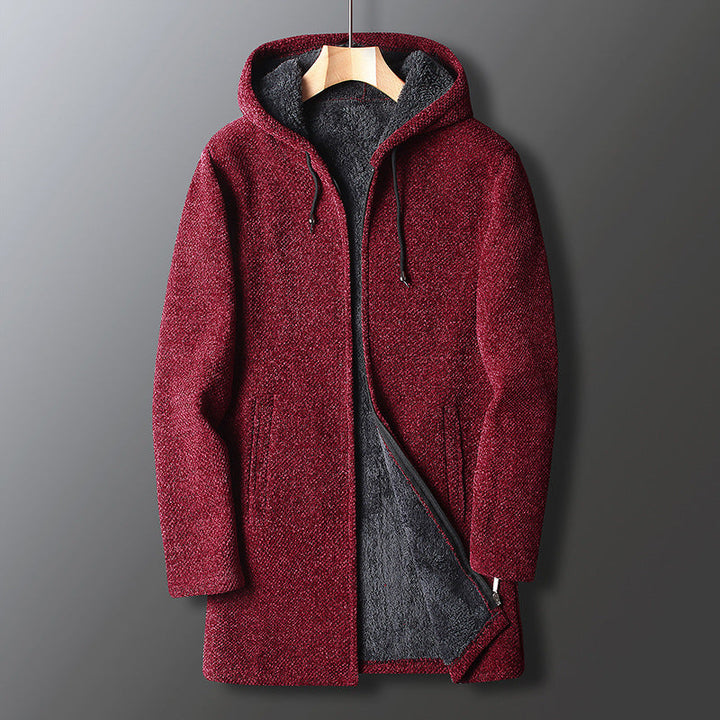 Chic und Stil | Fleece jacket for men, with hood - Long length