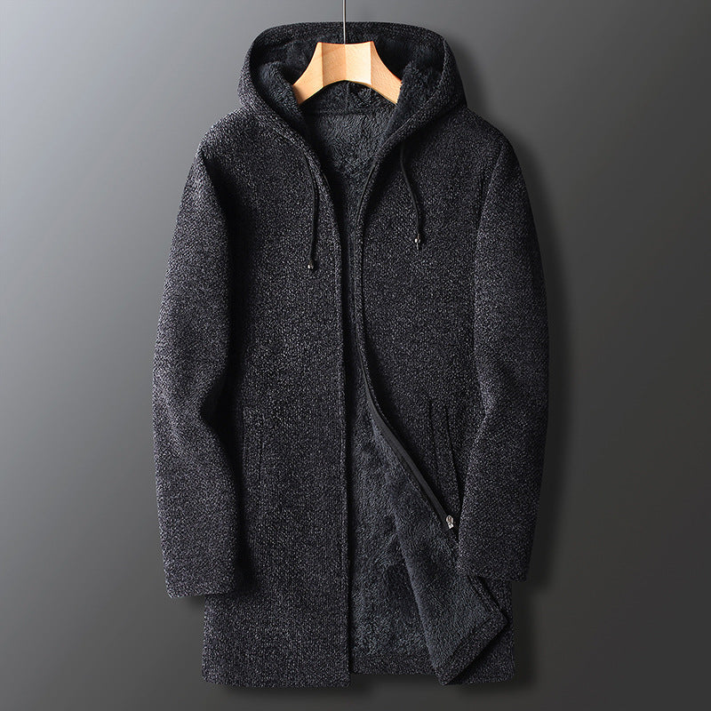 Chic und Stil | Fleece jacket for men, with hood - Long length