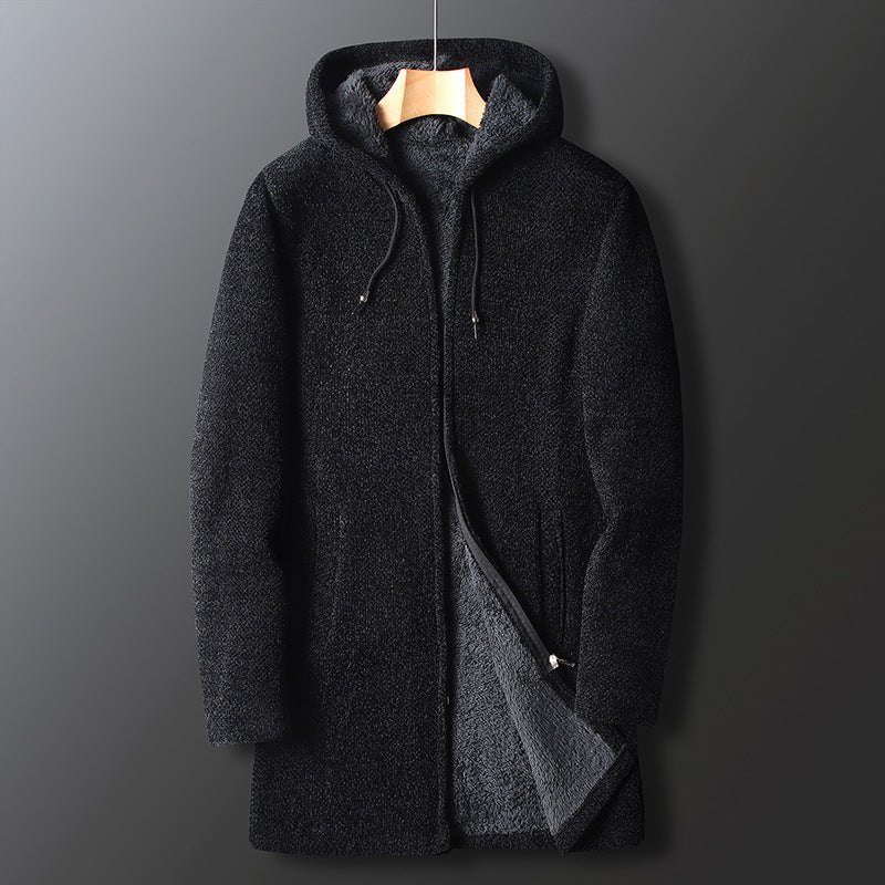 Chic und Stil | Fleece jacket for men, with hood - Long length