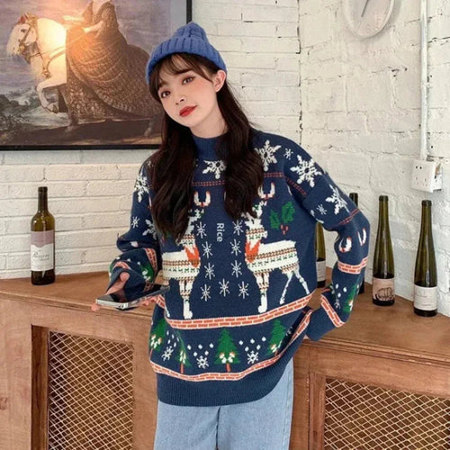 Lune London | Pull en tricot de Noël pour femmes avec renne - Pull tricoté