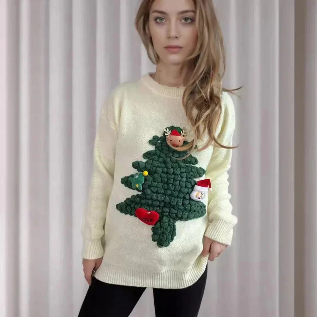 Lune London | 3D Tree Christmas Sweater - Women's Christmas Sweater