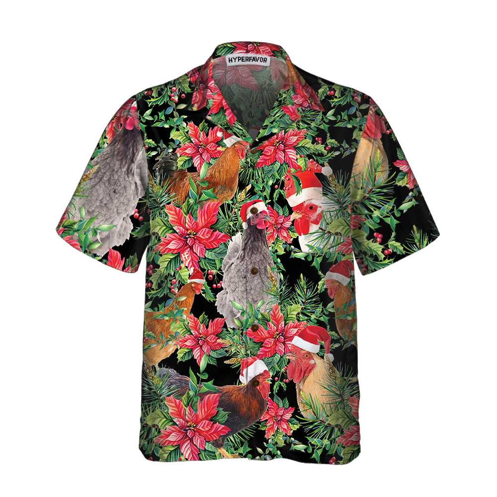 Lune London | Funny chicken with Christmas plants Hawaiian shirt