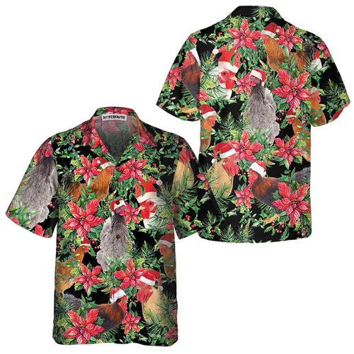 Lune London | Funny chicken with Christmas plants Hawaiian shirt