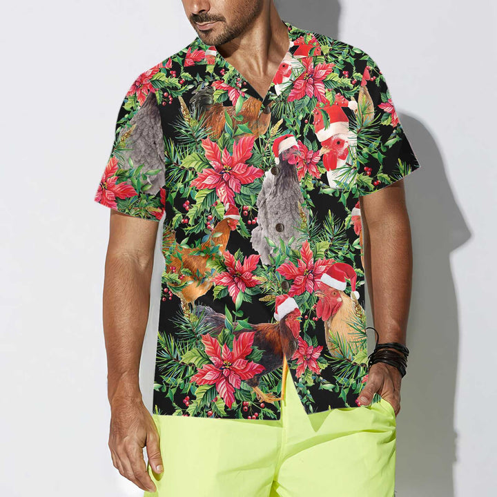 Lune London | Funny chicken with Christmas plants Hawaiian shirt