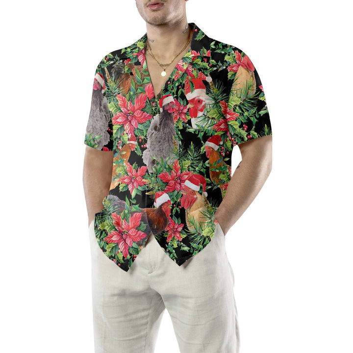 Lune London | Funny chicken with Christmas plants Hawaiian shirt
