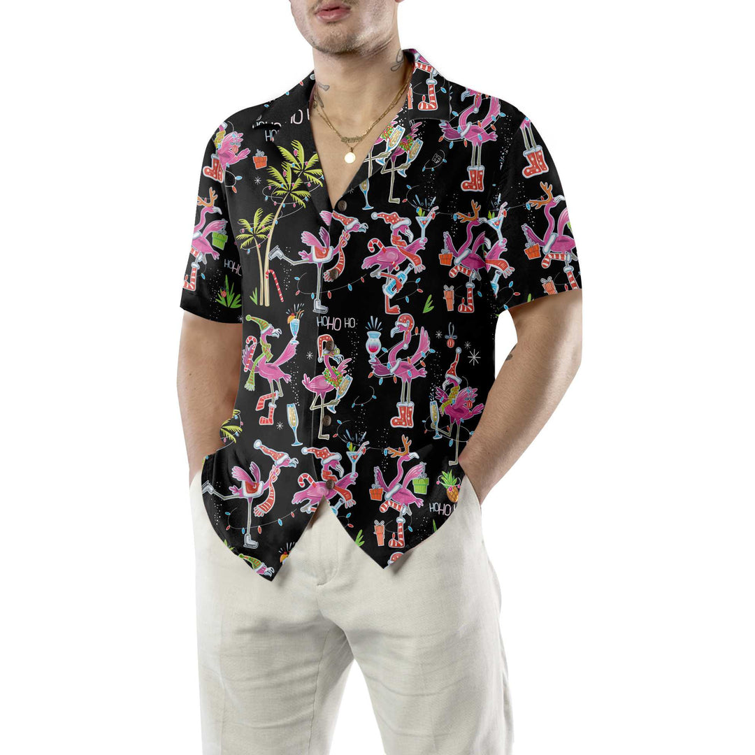 Lune London | Fun Christmas pink flamingo shirt, tropical Christmas shirt for men, best Christmas gift idea