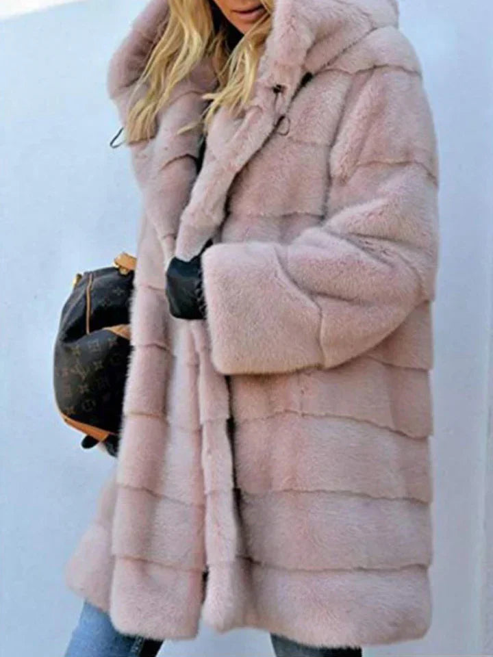 Lune London | Faux fur hooded jacket. Open front parka