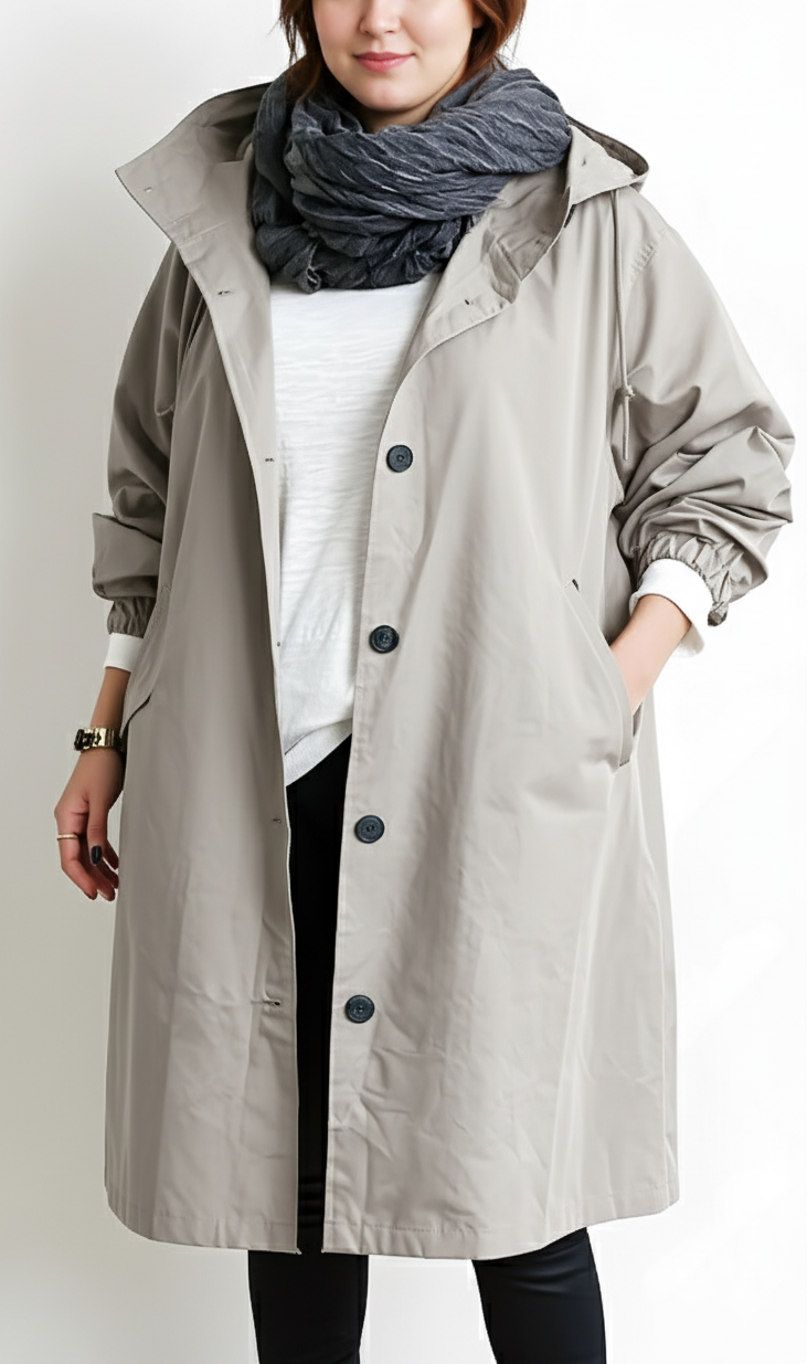 Lune London | Women’s trench coat with hood - Plus sizes