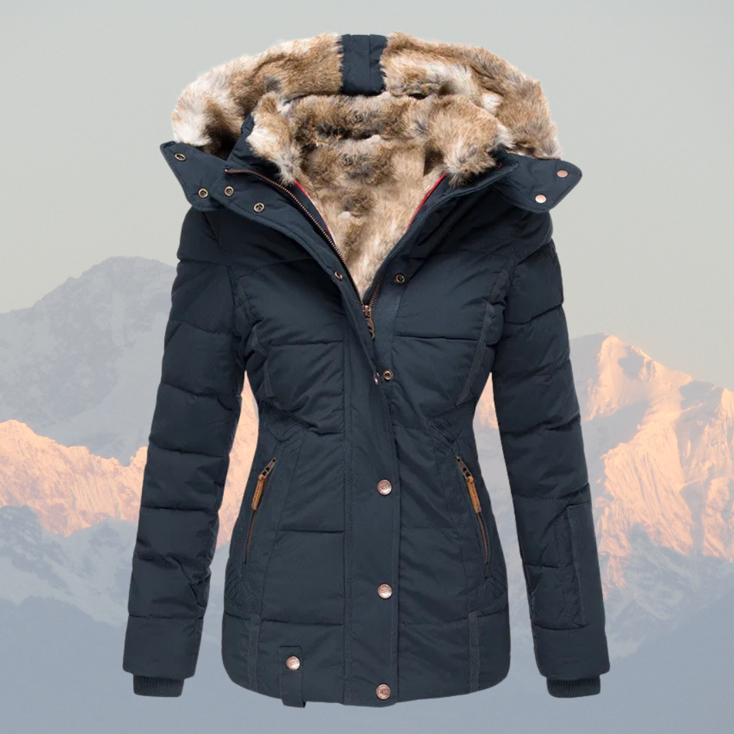 Lune London | Down Puffer Coat with Faux Fur Hood Warm Waterproof & Insulated Winter Jacket