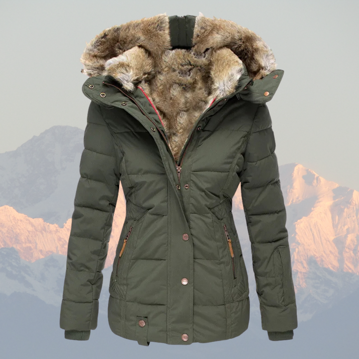 Lune London | Down Puffer Coat with Faux Fur Hood Warm Waterproof & Insulated Winter Jacket