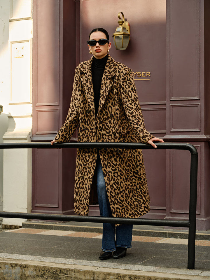 Lune London | Women's Long Winter Jacket with Leopard Pattern and Soft Warm Fabric