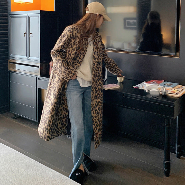 Lune London | Women's Long Winter Jacket with Leopard Pattern and Soft Warm Fabric
