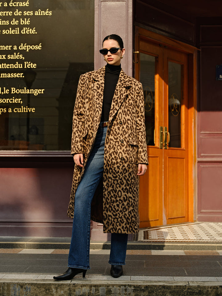 Lune London | Women's Long Winter Jacket with Leopard Pattern and Soft Warm Fabric