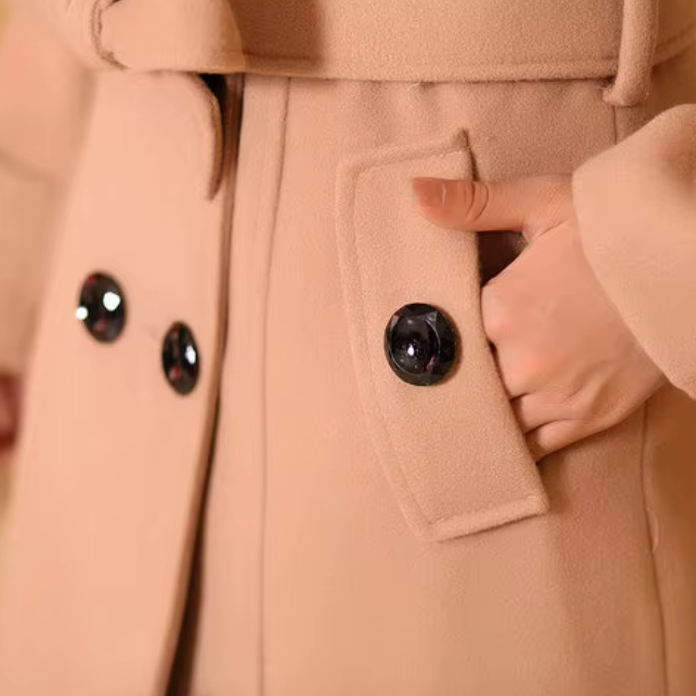 Chic und Stil | Coat - Wool blend - Double breasted - Faux fur collar - Tailored fit