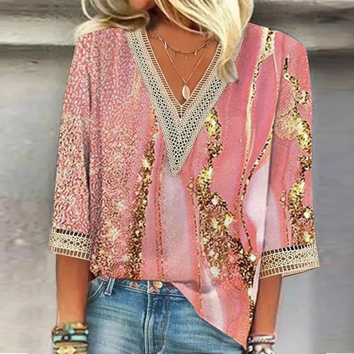 Lune London | Shiny Women's V-Neck Blouse