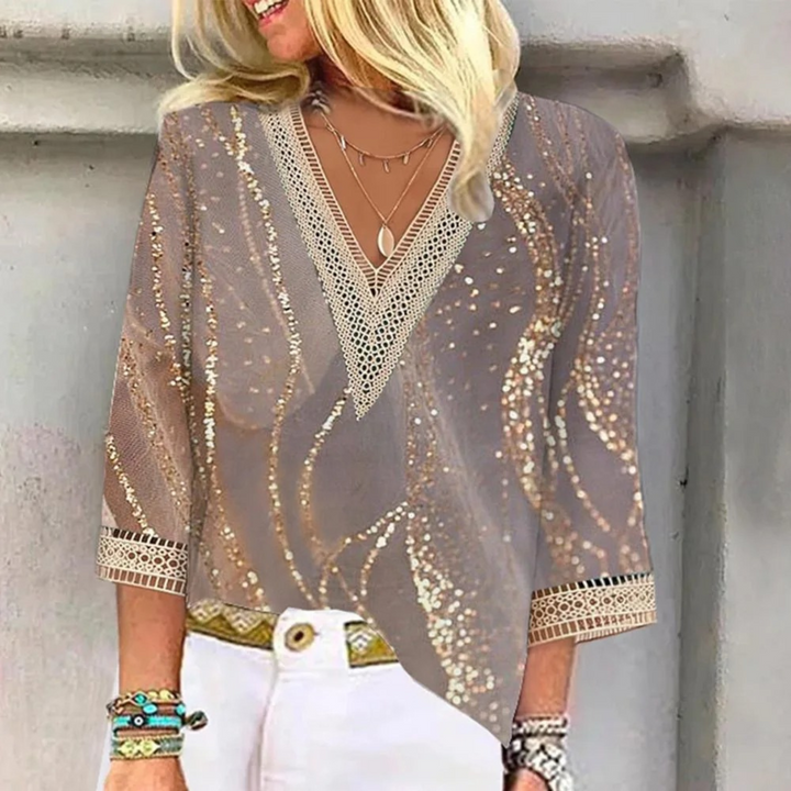 Lune London | Shiny Women's V-Neck Blouse