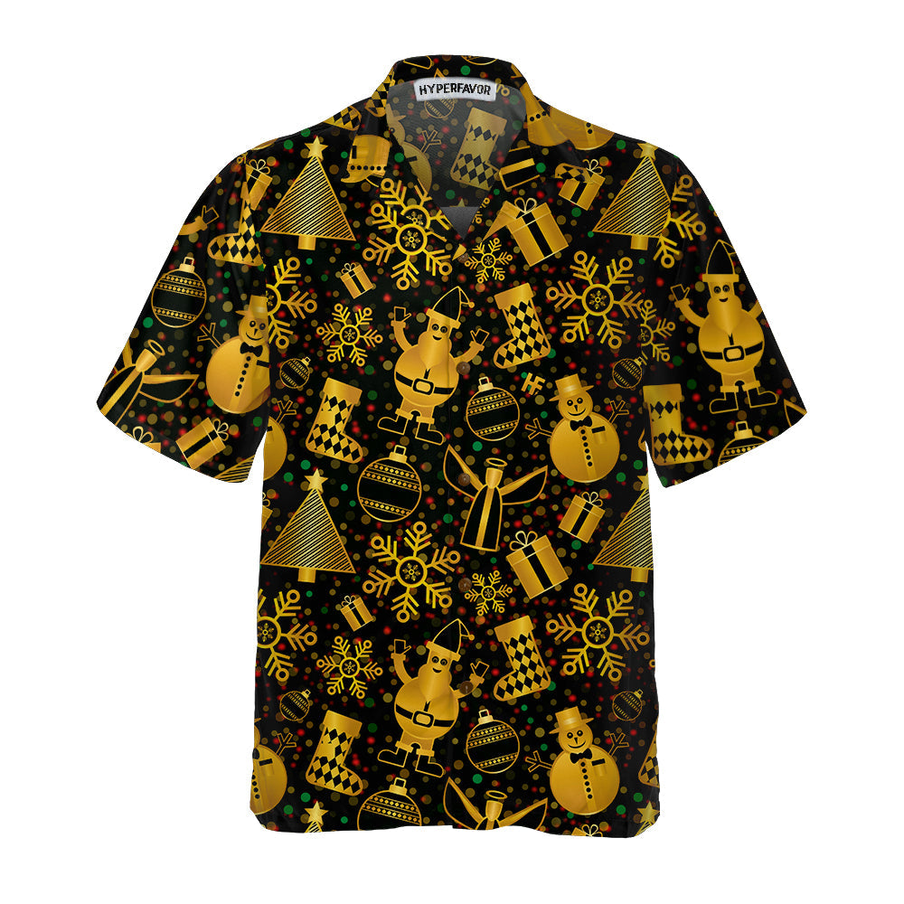 Lune London | Gold Hawaiian shirt for Christmas, fun Christmas shirt for men, best Christmas gift idea