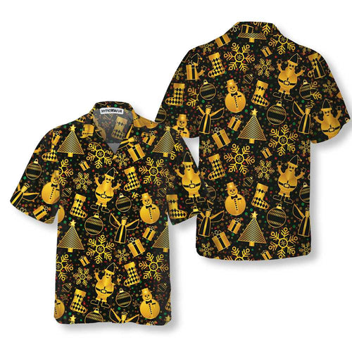 Lune London | Gold Hawaiian shirt for Christmas, fun Christmas shirt for men, best Christmas gift idea