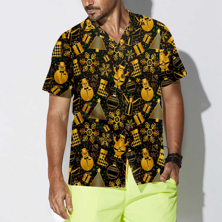 Lune London | Gold Hawaiian shirt for Christmas, fun Christmas shirt for men, best Christmas gift idea