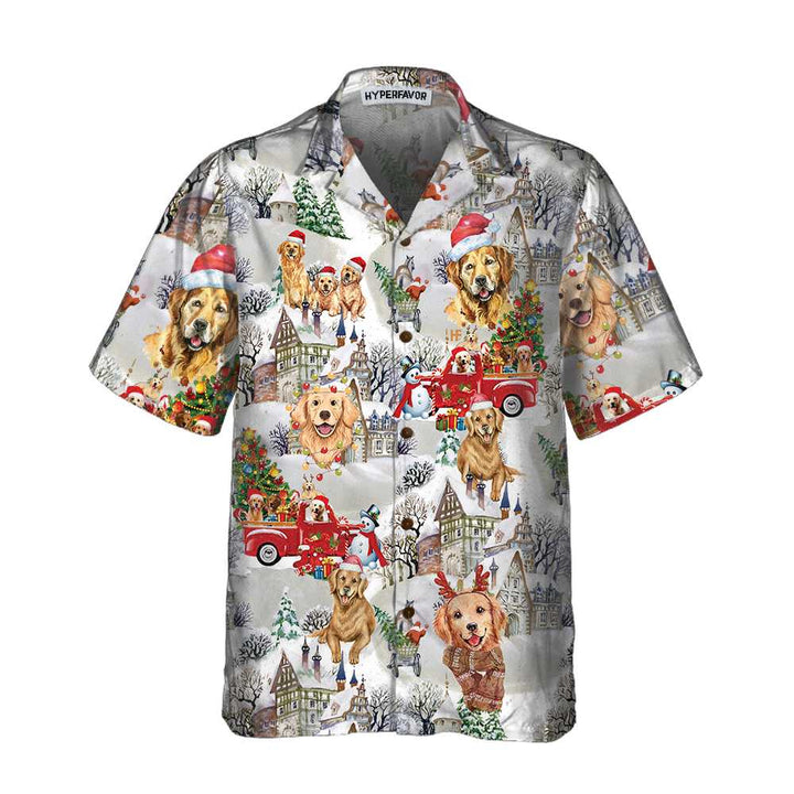 Lune London | Hawaiian shirt Golden Retriever for Christmas, Golden Retriever Christmas T-shirt, Christmas gift for Golden Retriever lovers