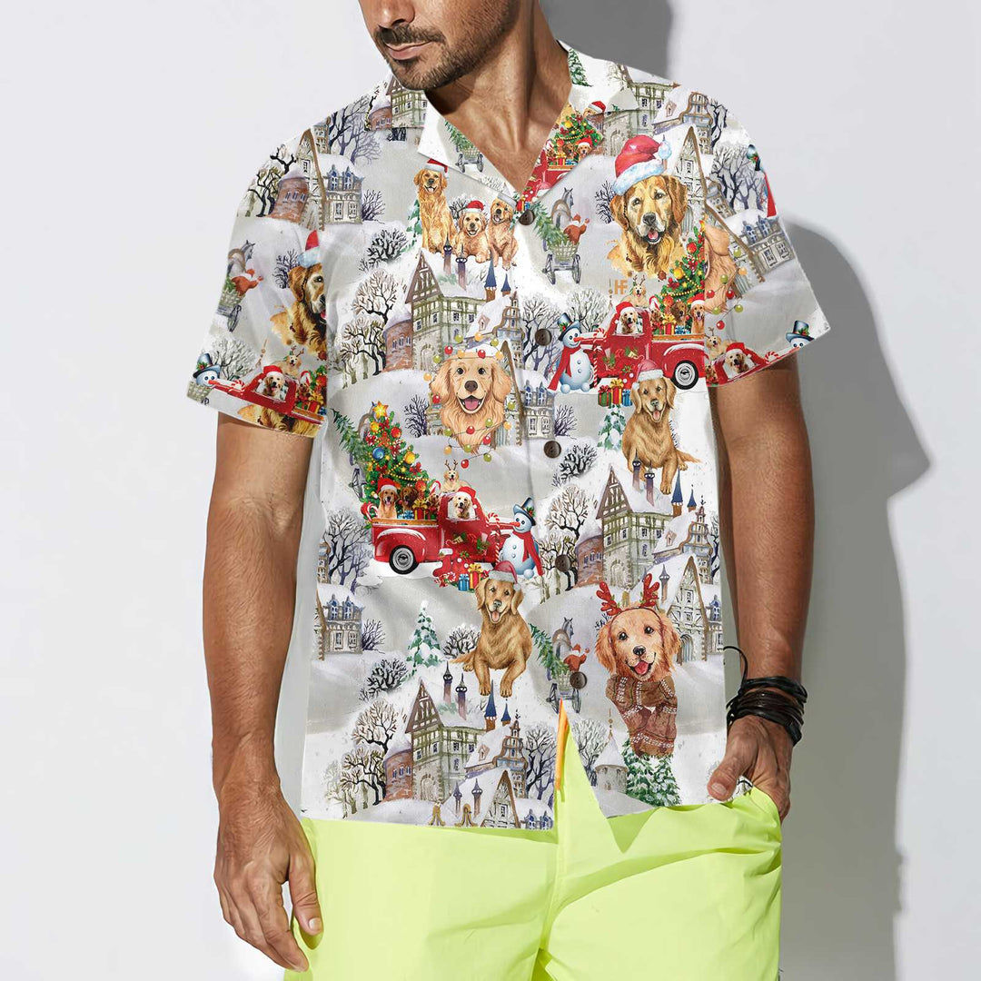 Lune London | Hawaiian shirt Golden Retriever for Christmas, Golden Retriever Christmas T-shirt, Christmas gift for Golden Retriever lovers