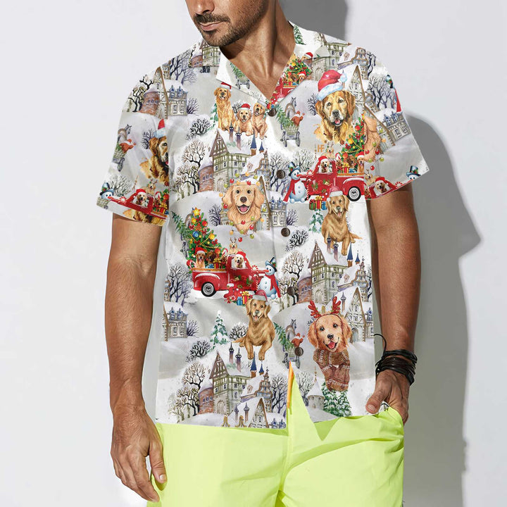 Lune London | Hawaiian shirt Golden Retriever for Christmas, Golden Retriever Christmas T-shirt, Christmas gift for Golden Retriever lovers
