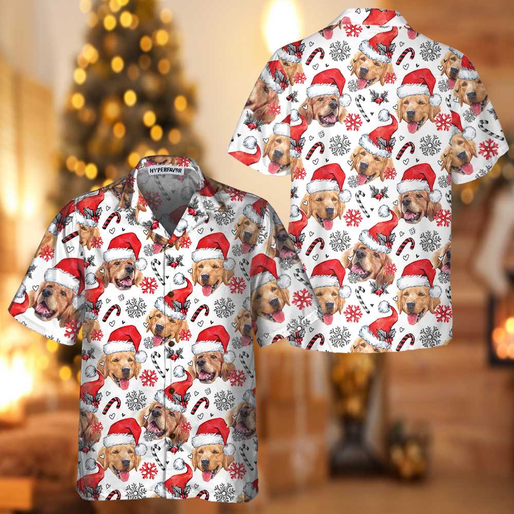 Lune London | Hawaiian shirt Golden Retriever Santa, fun Christmas T-shirt for men and women, Best Christmas gift