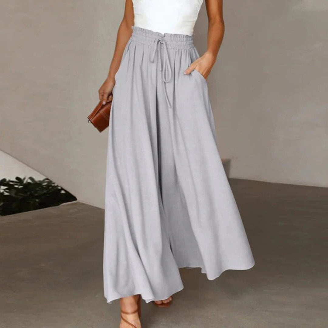 Lune London | Maxi Skirt High Waist Elastic with Lacing A-Line with Pockets Long and Airy