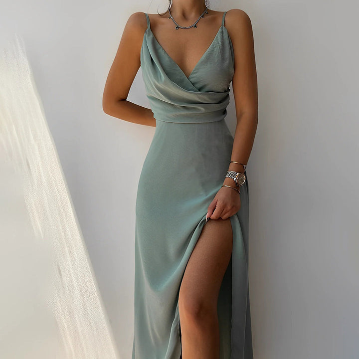 Lune London | Elegant Satin Dress with Slit for Women