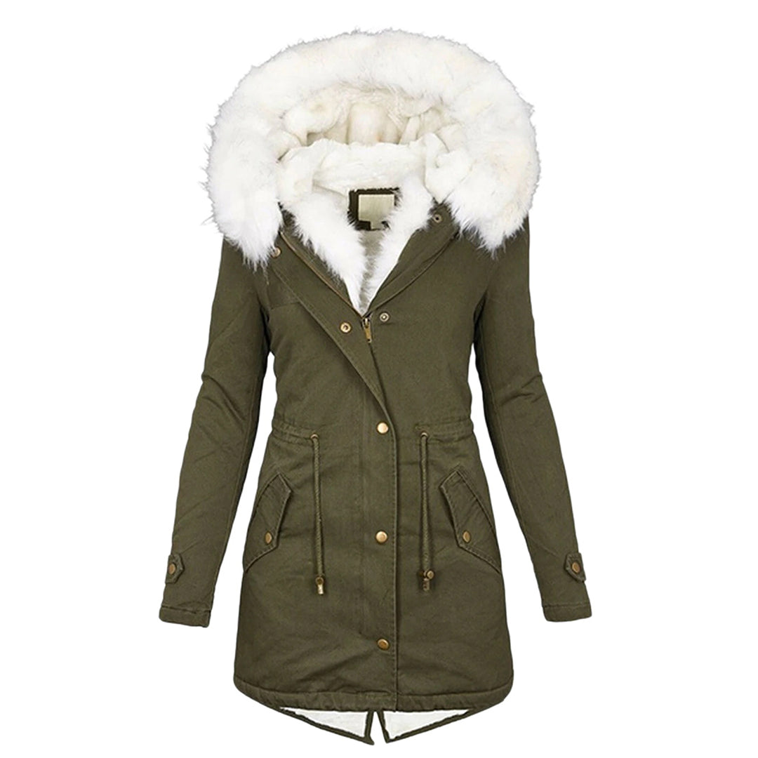 Lune London Elegant winter jacket with hood and button detail