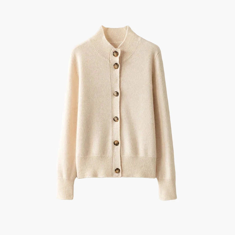 Lune London | Sweater with high collar and button placket - Elegant casual style for the office and everyday
