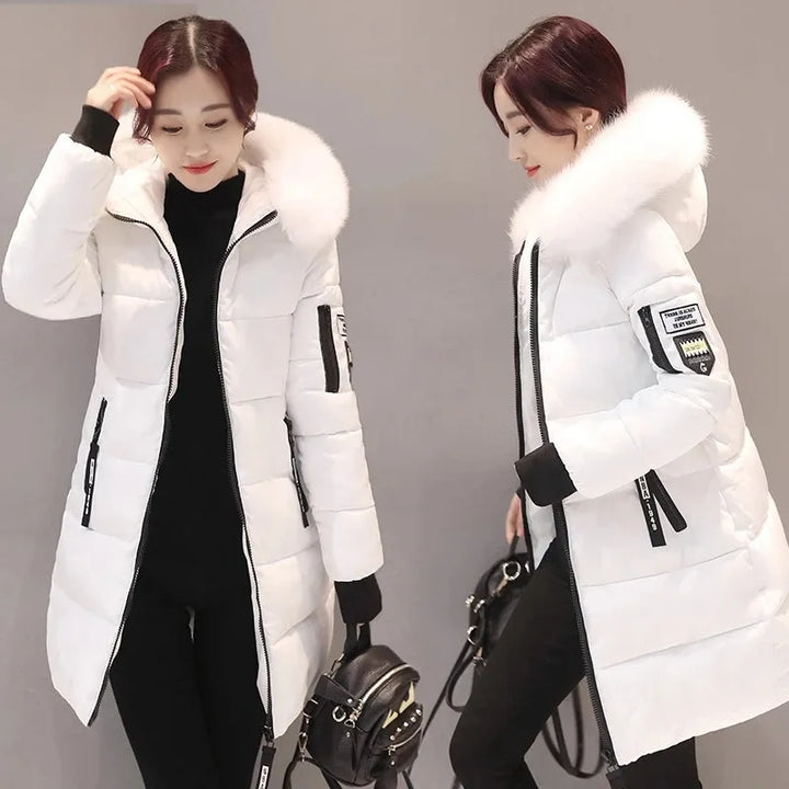 Lune London | Women's Quilted Jacket with Large Fur Collar and Hood