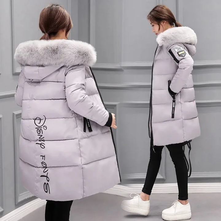 Lune London | Women's Quilted Jacket with Large Fur Collar and Hood