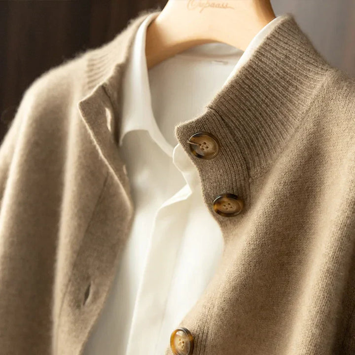 Lune London | Sweater with high collar and button placket - Elegant casual style for the office and everyday