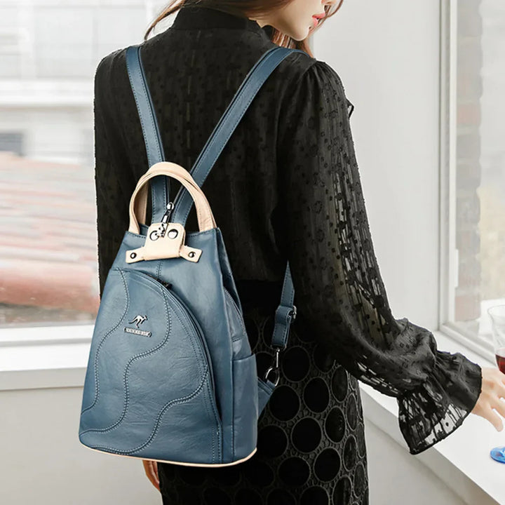 Lune London | Anti Theft Leather Backpack with Zipper for Women
