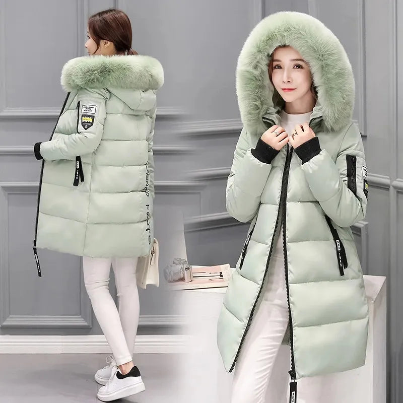 Lune London | Women's Quilted Jacket with Large Fur Collar and Hood