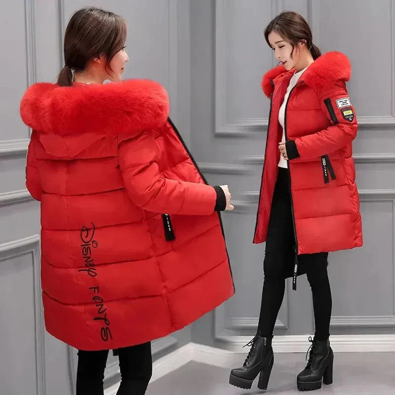 Lune London | Women's Quilted Jacket with Large Fur Collar and Hood