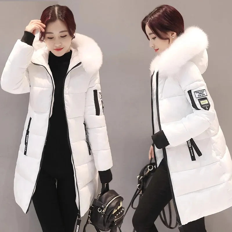 Lune London | Women's Quilted Jacket with Large Fur Collar and Hood