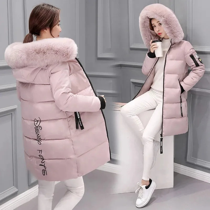 Lune London | Women's Quilted Jacket with Large Fur Collar and Hood