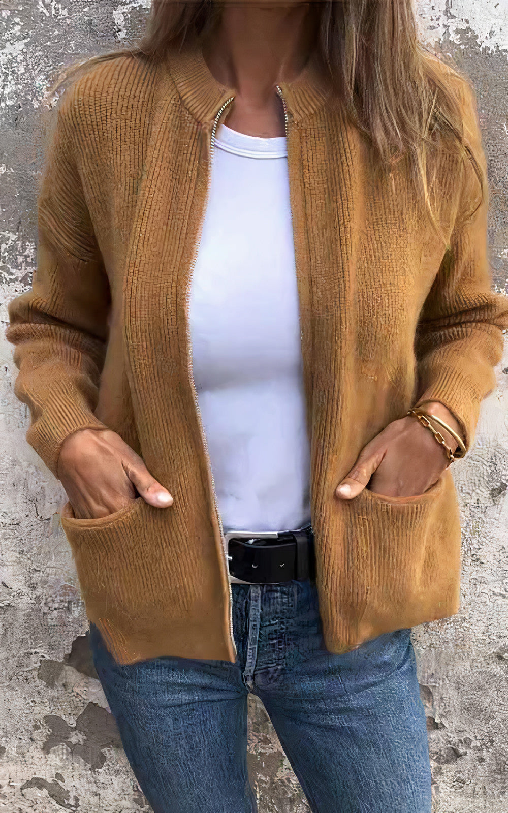 Lune London | Zipped knit jacket - Elegant transitional jacket for everyday and leisure