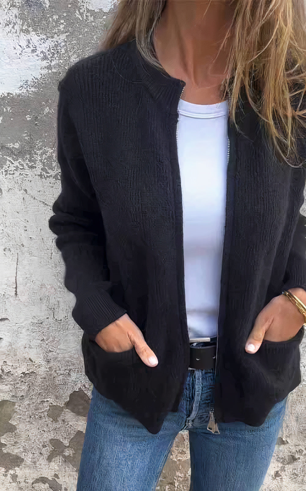 Lune London | Zipped knit jacket - Elegant transitional jacket for everyday and leisure
