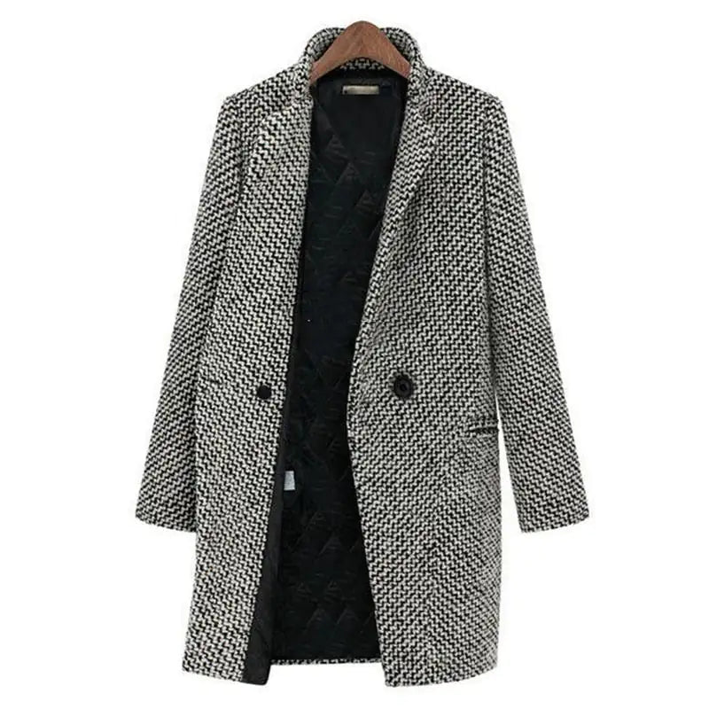 Lune London | Coat - Classic Houndstooth Pattern - Knee Length - Timeless Tailored Design