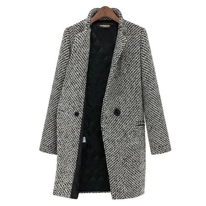 Lune London | Coat - Classic Houndstooth Pattern - Knee Length - Timeless Tailored Design