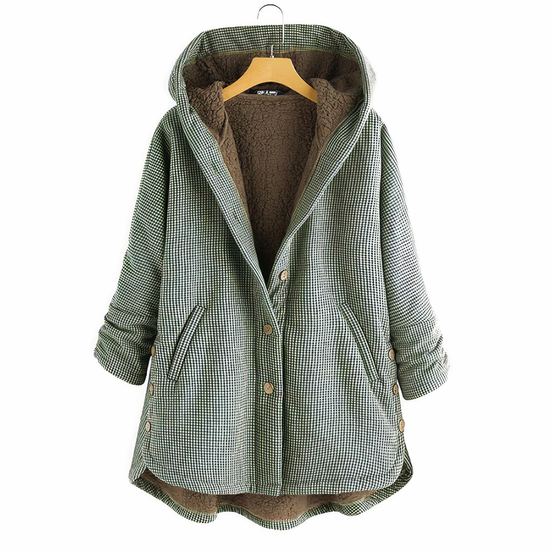 Lune London | Checked wool coat with hood