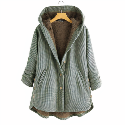 Lune London | Checked wool coat with hood
