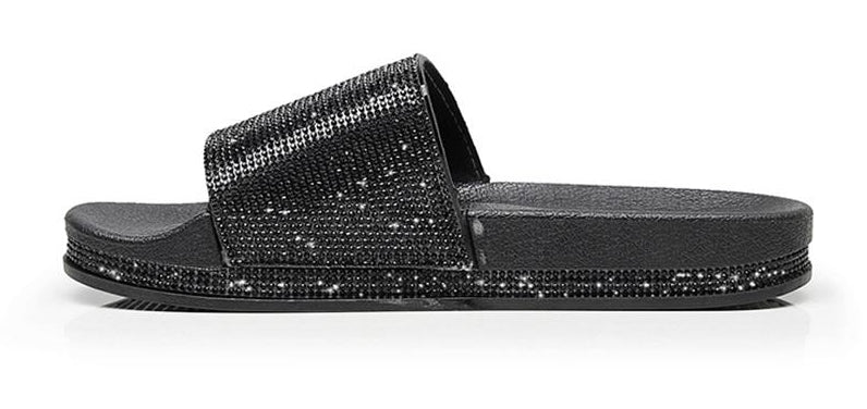 Chic und Stil | Crystal Diamond Slides with Embellishment Sandals